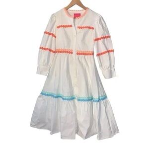 Marié White Dress with Peach Trim